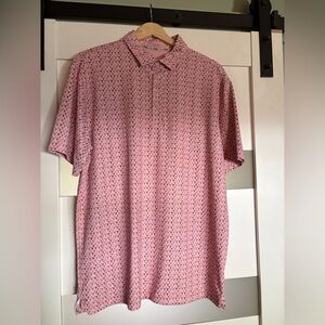 Walter Hagen Pink Polo Shirt with Geometric Pattern